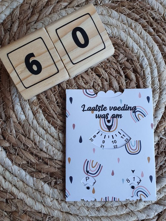 Baby Voedingskaart | Voedingsschijf | Kraamcadeau | Zwangerschap | 60- regenboog gekleurd van Mia & Bas