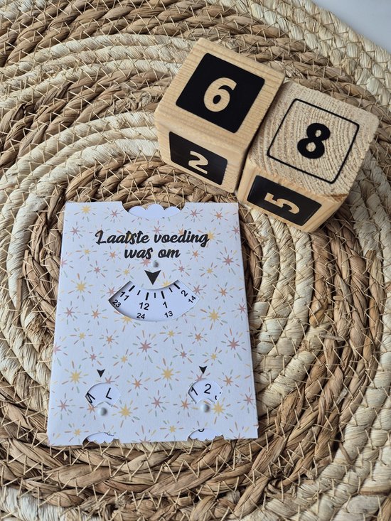 Baby Voedingskaart | Voedingsschijf | Kraamcadeau | Zwangerschap | 68- wit met gekleurde sterren van Merkloos