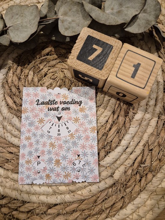 Baby Voedingskaart | Voedingsschijf | Kraamcadeau | Zwangerschap | 71- pastelkleurige bloemen