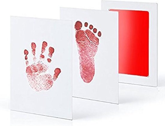 Baby voet en handafdruk - inktpad - rood van Pearhead