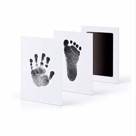 Baby voetafdruk - Baby Handafdruk - Baby Voet- en Handafdruk Inktset - Zwart - Incl. 2 witte kaartjes - 2 setjes - Voetafdruk baby - Handafdruk - Kraamcadeau - Geboorte - Moederdag - Vaderdag - CHPN