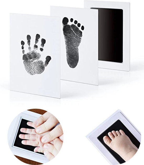 Baby Voetafdruk - Baby Handafdruk Inkt - Inktafdruk - Baby Art - Babygeschenkset - Zwart - LOUZIR van LOUZIR