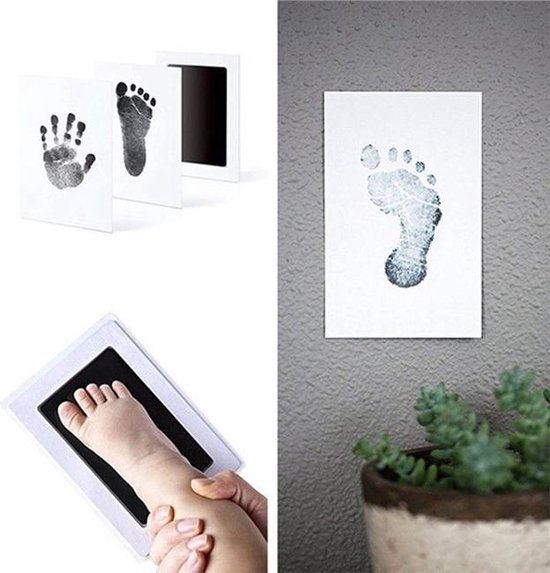 Baby Voetafdruk en Baby Handafdruk Inkt - Geschenkset (zwart) - incl. 2 x witte kaartjes en handleiding van Toetie&Zo.