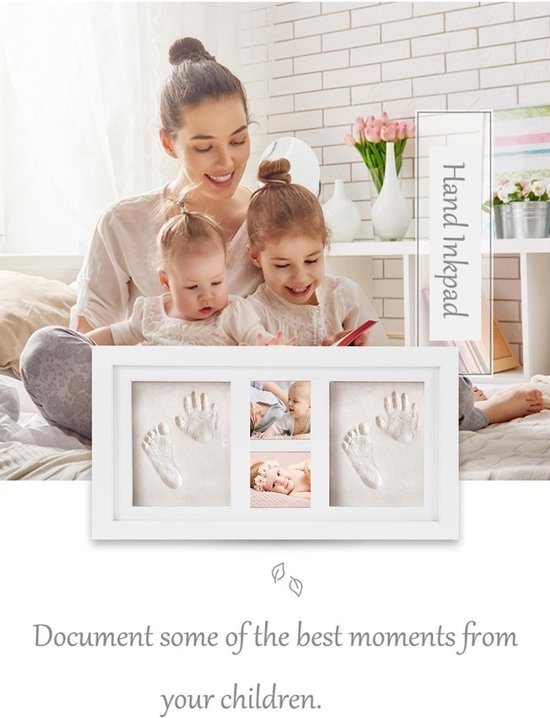 Baby Voetafdruk Kit Handafdruk Caly Kit Fotolijst Keepsake Kit met 6 Packs Klei Fotolijst Kit Memorabele Douche Gift voor Pasgeboren Baby Meisje Jongen van ieGeek