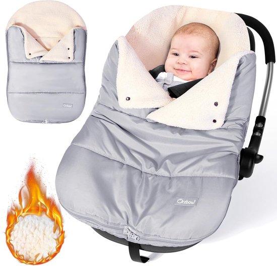 Baby Voetenzak - Autostoel Dekje - Winterse Uitjes - Verstelbare Halslijn - 72 x 45 cm - Grijs