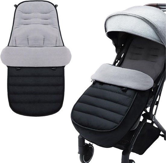 Baby Voetenzak - Babynestje Kinderwagen - Warm en Veilig - Wasbaar Antislip - 90x42x12 cm - Zwart