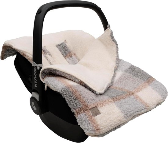 Baby Voetenzak - Babywikkelzak - Warm Blijven - Met Capuchon - 82 cm - Check Boucle