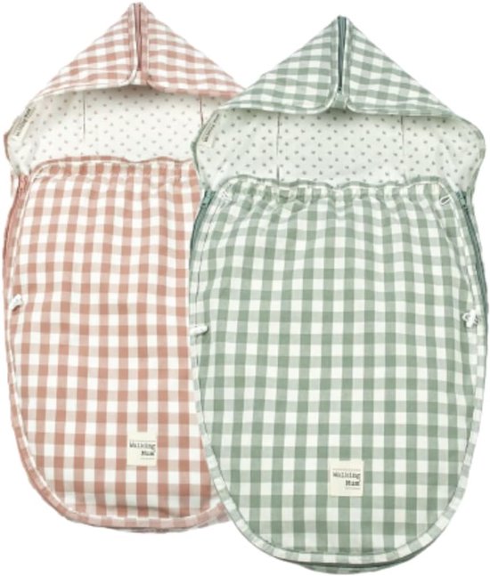 Baby Voetenzak - Kinderwagen Dek - Comfortabel Wandelen - Anti-transpiratie Rug - Universeel 80x41cm - Roze Vichy