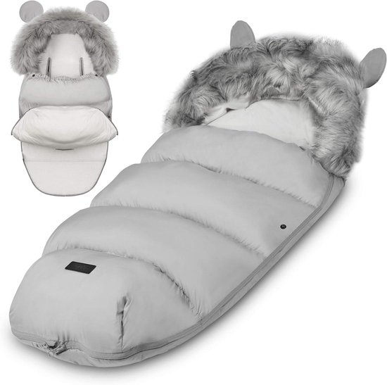 Baby Voetenzak - Kinderwagen slaapzak - Warmte in de kou - Afneembare zachte vacht - 95 x 45 cm - Lichtgrijs