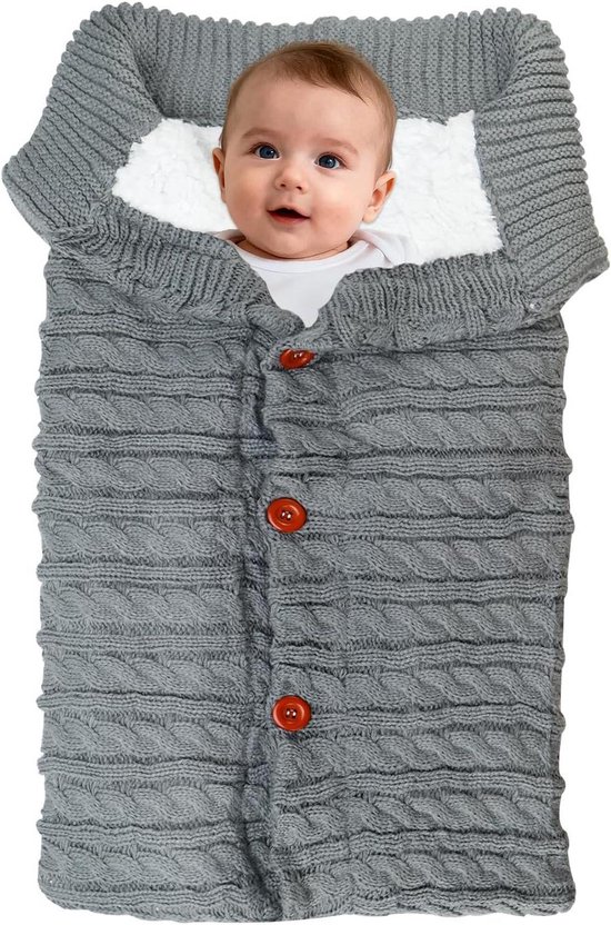 Baby Voetenzak - Kinderwagen Zak - Warmte Bieden - Gebreid Acryl Katoen - 68x40 cm - Grijs