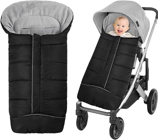 Baby Voetenzak - Kinderwagen Zak - Winter Wandelingen - Waterdicht Winddicht - 97x42 cm - Zwart