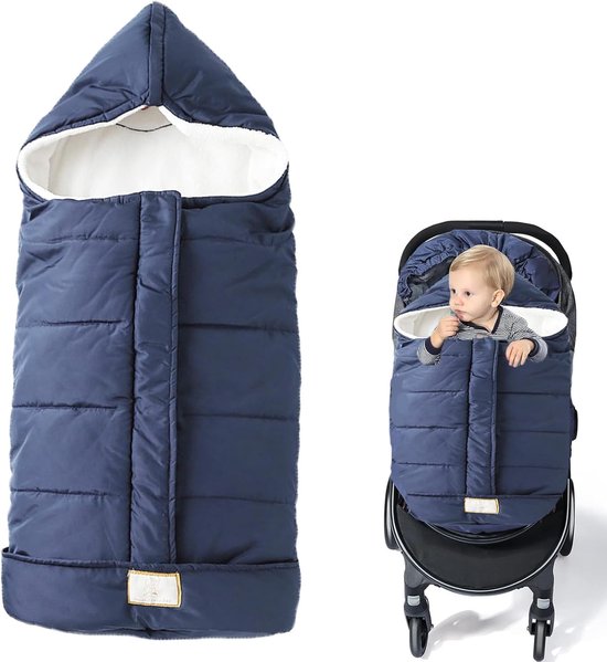 Baby Voetenzak - Kinderwagen Zak - Winterse Uitjes - Waterdicht Winddicht - 100x45cm - Marineblauw