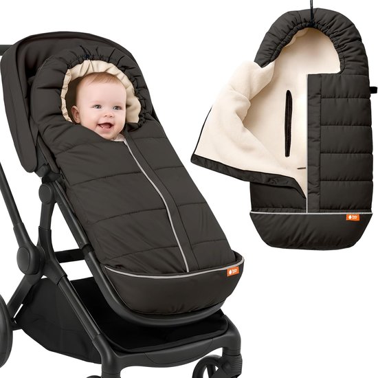 Baby Voetenzak - Kinderwagenhoes - Warmte Buiten - Waterdicht Fleece - 95 x 45 cm - Zwart