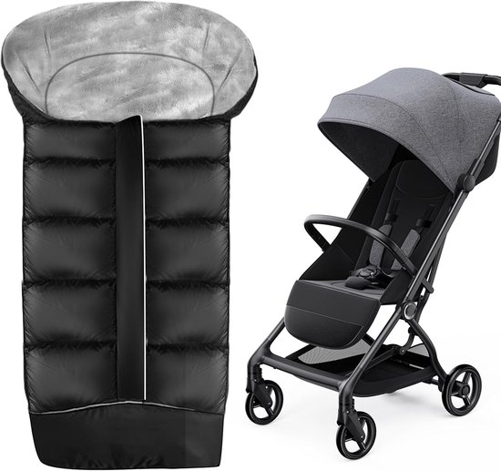 Baby Voetenzak met Ritssluiting - Warm - Voetenzak voor Autostoeltje en Buggy - Baby Slaapzak Deken - voor Kinderwagen - 97x44cm - Zwart van Merkloos