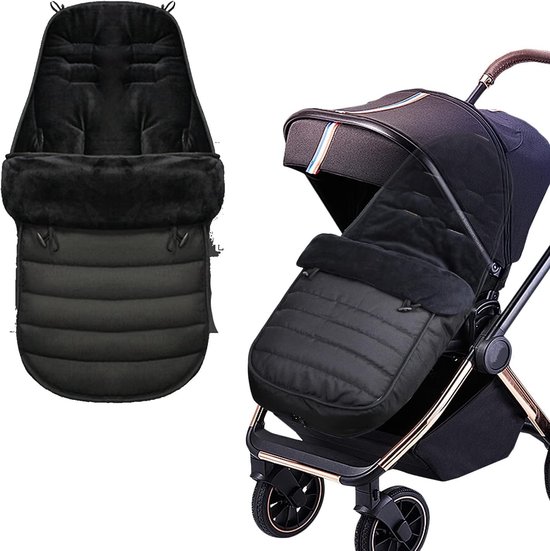 Baby Voetenzak - Slaapzak Kinderwagen - Warm Blijven - Waterafstotende Buitenkant - 90 cm Lang - Zwart