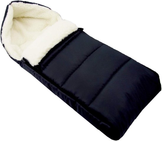 Baby Voetenzak - Wandelwagenzak - Warm Blijven - Lamswol Voering - 108 cm - Zwart Gevoerd