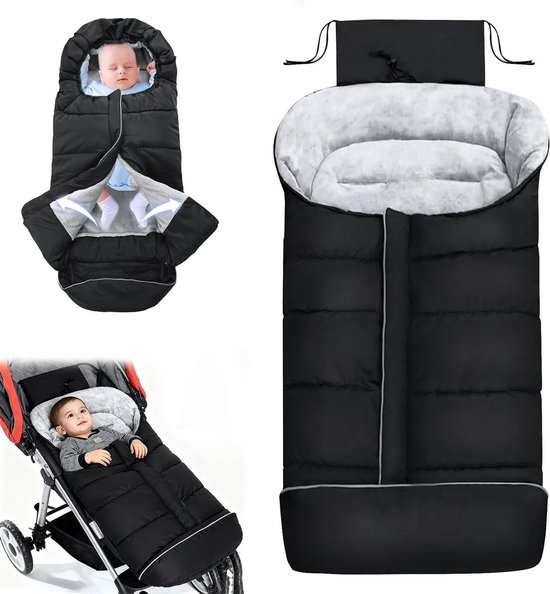 Baby Voetenzak - Winterwikkel - Wandelen Buiten - Waterdicht Winddicht - 84 cm - Zwart