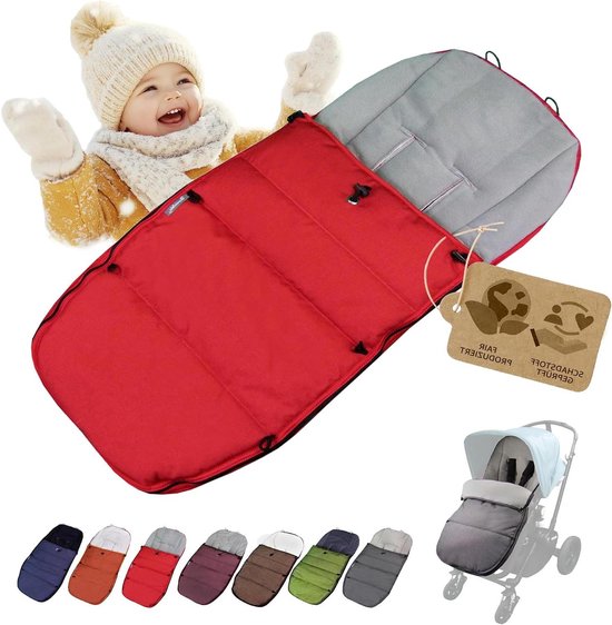Baby Voetenzak - Winterzak Kinderwagen - Baby Warm Houden - Aanpasbaar Trekkoord - Universeel - Rood