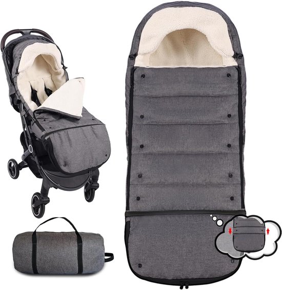 Baby Voetenzak - Winterzak Kinderwagen - Buitenactiviteiten Kind - Verstelbare Lengte - 110 cm - Grijs