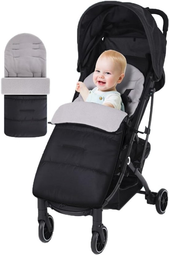 Baby Voetenzak - Winterzak Kinderwagen - Warm Blijven - Winddicht Oxford Stof - 84x38 cm - Grijs