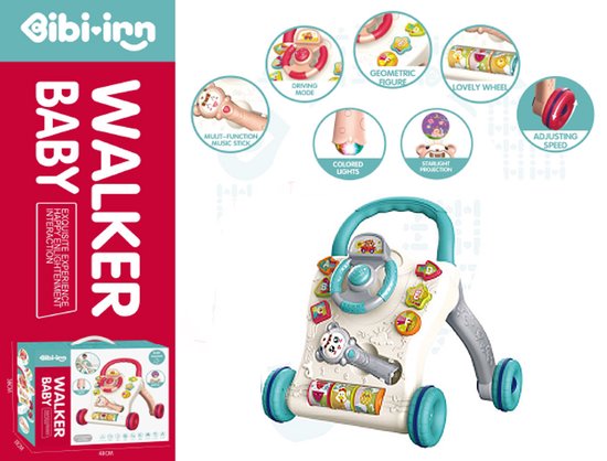 Baby Walker - Educatief Babyspeelgoed - met muziek en vrolijke lichtjes - baby loopspeelgoed - blauw van Funfetti
