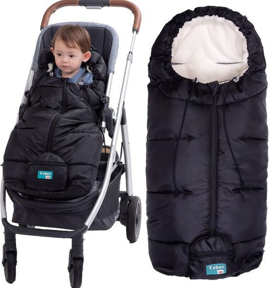 Baby Wandelwagen Zak - Voetenzak Slaapzak - Warmte Buiten - Universele Pasvorm - 99 cm - Zwart