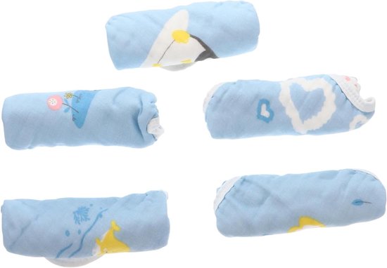 Baby Wasdoeken Set - Mousseline Vierkanten - Zacht Reinigen - 100% Katoen Garen - 5 Stuks 30x30cm - Blauw