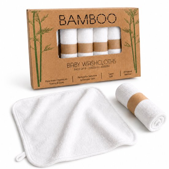 Baby Washand - Baby Handdoek Set - Hydrofiele Washandjes - Bamboe - 6 Stuks - 25x25 cm