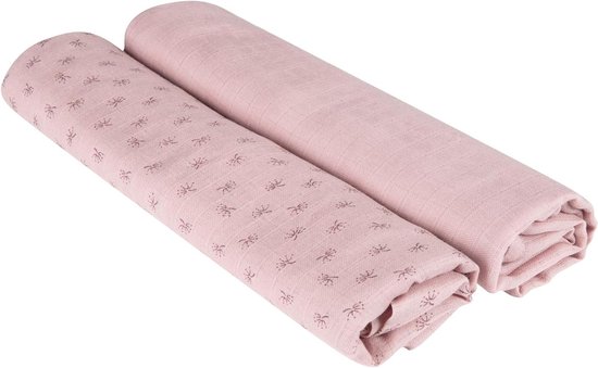 Baby wikkeldoeken - Puckdoeken set - Comfortabel slapen - GOTS gecertificeerd - 120x120 cm - Roze mauve