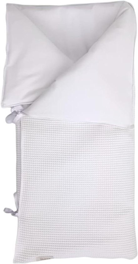 Baby Wikkelzak - Voetzak Deken - Baby Warm Houden - Uitneembare Vulling - 95 x 72 cm - Wafelwit