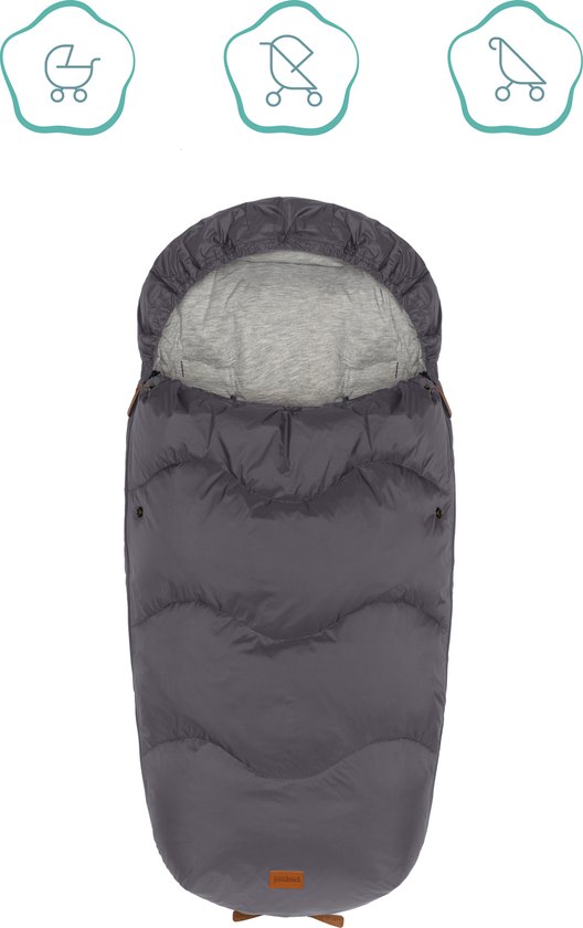 Baby winter voetenzak voor Kinderwagen en buggy - Binnenkant 100% Dons - Thermische isolatie - Grijs - Lawu - Fillikid van Fillikid