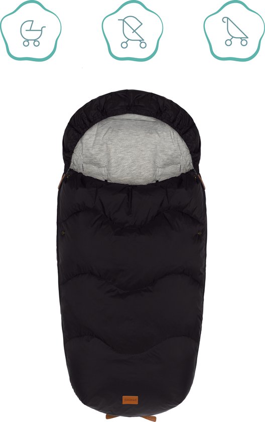 Baby winter voetenzak voor Kinderwagen en buggy - Binnenkant 100% Dons - Thermische isolatie - Zwart - Lawu - Fillikid van Fillikid