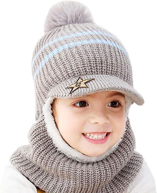 Baby Wintermuts - Kind Sjaal - Buiten Spelen - 3-in-1 Ontwerp - 1-5 Jaar - Grijs