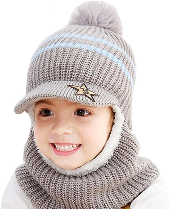 Baby Wintermuts - Kinder Sjaal - Buiten Spelen - 3-in-1 Ontwerp - 1-5 Jaar - Grijs