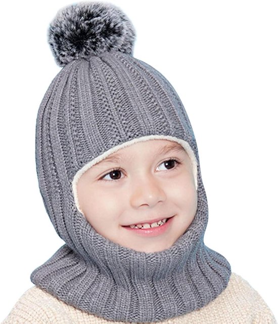 Baby winterset - Muts en sjaal - Warm blijven buiten - Met nekwarmer - One size - Grijs