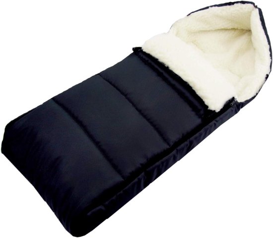 Baby wintervoetenzak - Knuffelzak kinderwagen - Warmte en comfort - Universeel met lamswol - 108 cm - Zwart
