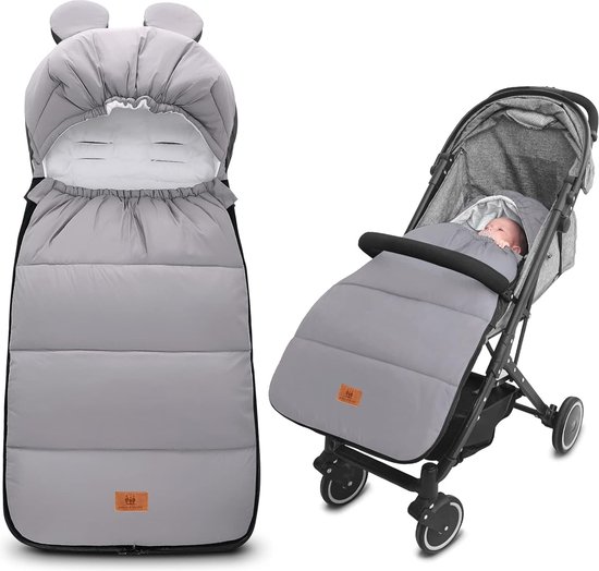 Baby-wintervoetenzak voor kinderwagens Universele voetenzak Waterdicht Wasbaar Baby-voetenzak Zacht knuffelig babydeken voor buggy Jogger en baby-autozitje (grijs)