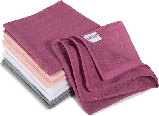 Baby Wipes Cotton 30 x 30 cm Muslin Pack of 8 Muslin Free from Harmful Substances Oeko-Tex Certified Pink Orchid - MAKIAN hydrofiele washandjes van Makian