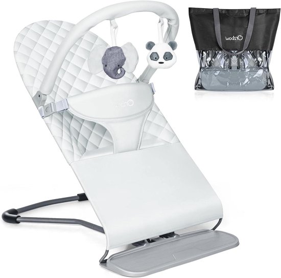 Baby wipstoel - Schommelbank - Ontspannen en spelen - Inclusief speelgoed - Tot 9kg - Grijs