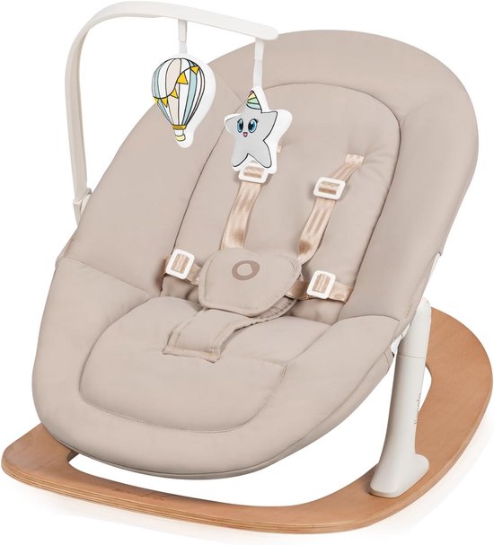 Baby Wipstoeltje - Schommelstoel Baby - Ontspannen Baby - Verstelbare Rugleuning - Tot 9kg - Beige
