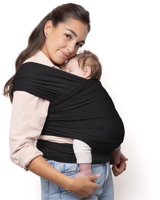 Baby Wrap Carrier - Originele Baby Draagdoek, Baby Sling voor Pasgeborenen - Baby Draag Essentials - Newborn Wrap Swaddle Holder, Newborn tot Peuter Baby Sling - zwart van CuddleBug