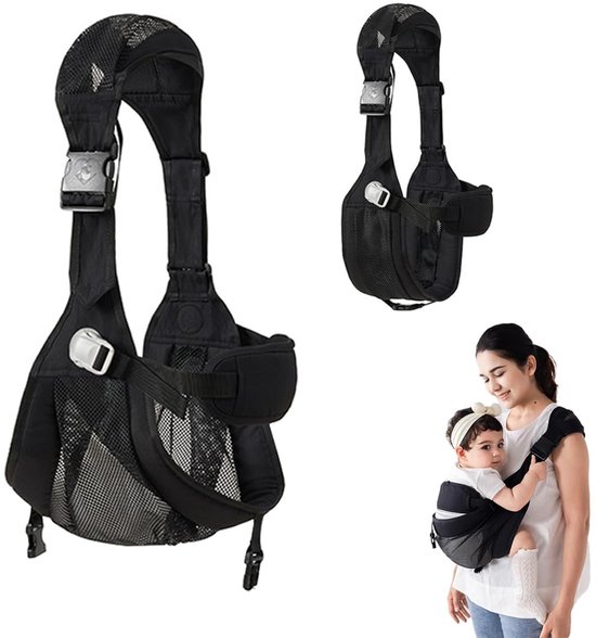 Baby Zijdrager - Babydrager - Kinderdrager - Verstelbare Kinderdrager, Peuter Heupdrager met Lendensteun, Ergonomische Babydrager, Draagbare Babydrager (0-3 Jaar), Heupdrager tot 23 kg (Zwart) van Draaggurt