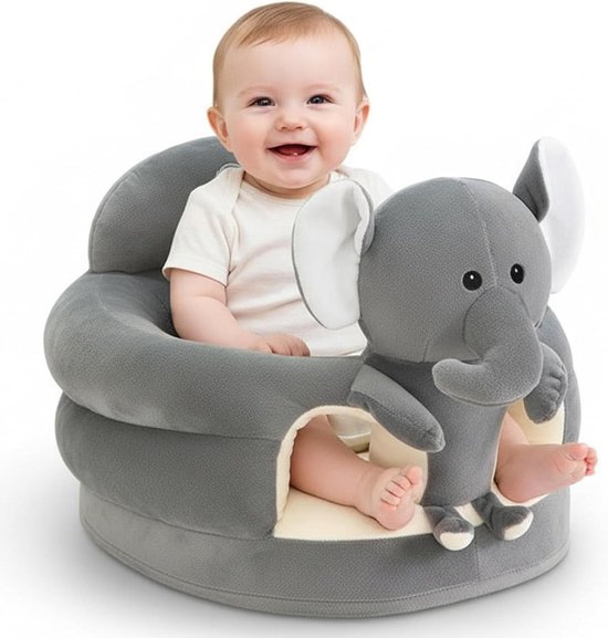 Baby Zitstoel - Pluche Sofa - Baby Ontwikkeling - Ergonomische Ondersteuning - 35 x 30 x 15 cm - Grijs