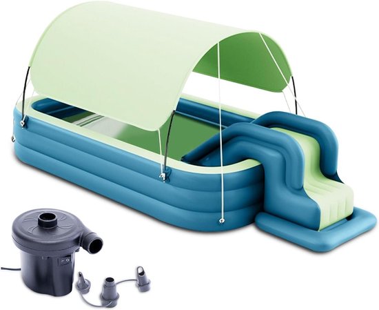 Baby Zwembad Ergocar Opblaasbaar kinderzwembad met glijbaan en luifel voor kleine kinderen outdoor-tuin achtertuin Baby Zwembad van Ergocar