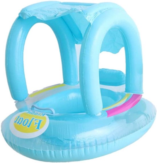 Baby Zwembad Float - Peuter Zwemband - Veilig Zwemmen - Met Zonnescherm - 68x58x56 cm - Blauw