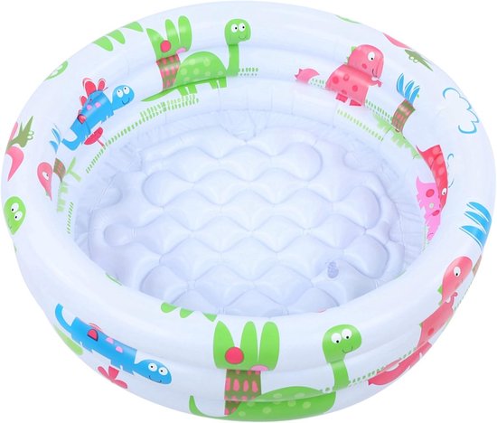 Baby Zwembad - Kinderbadje Opblaasbaar - Speelplezier Buiten - Zachte Opblaasbare Vloer - 60 cm Doorsnede - Dinosaurusprint