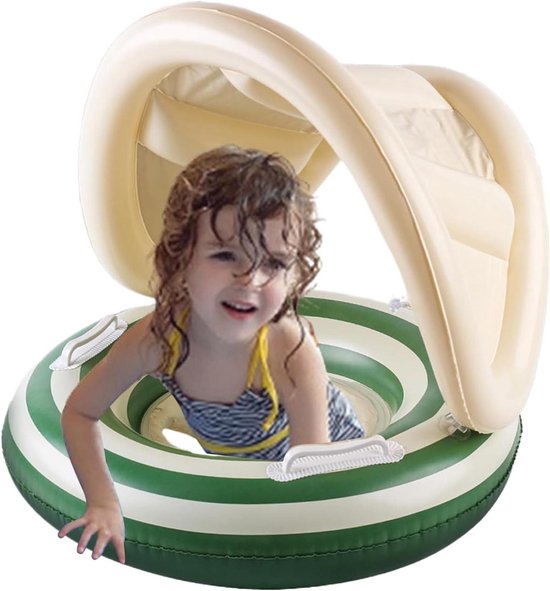 Baby Zwemband - Opblaasbare Stoel - Waterpret - Met Zonnekap - 57x49 cm - Groen