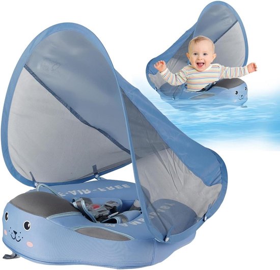 Baby Zwemring - Baby Float - Veilig Zwemmen - Met Zonnedak - 3-24 Maanden - Blauw