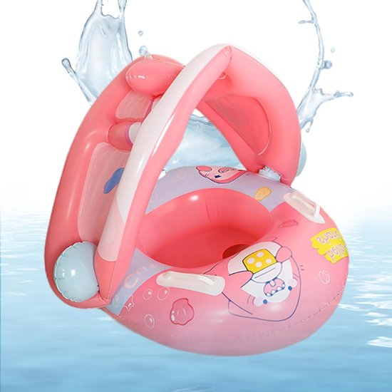 Baby Zwemring - Baby Zwembad Ring - Veilig Zwemmen - Met Zonnekap - 6-36 Maanden - Rood