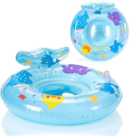 Baby Zwemzitje - Opblaasbare Ring - Veilig Leren Zwemmen - Walvis Vorm - S - Blauw